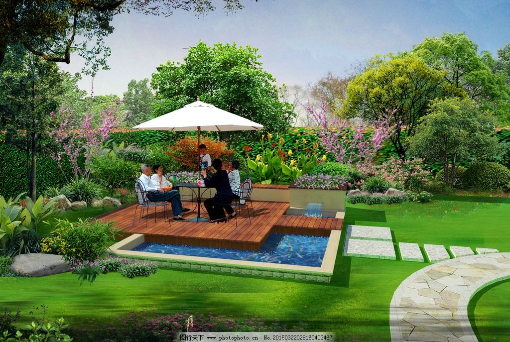 別墅花園 親水平臺 景觀設(shè)計圖片